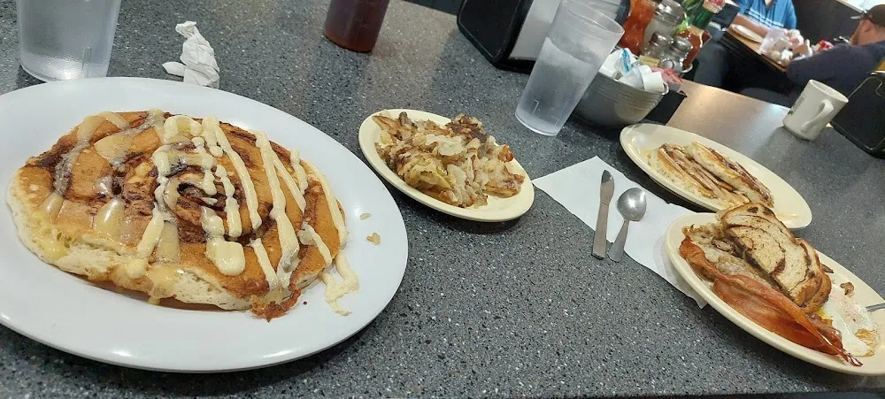 Cinnamon Swirl Pancake Home Fries and Lumberjack